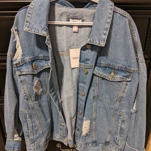 Forever 21 Plus Size Distressed Denim Jacket 3x